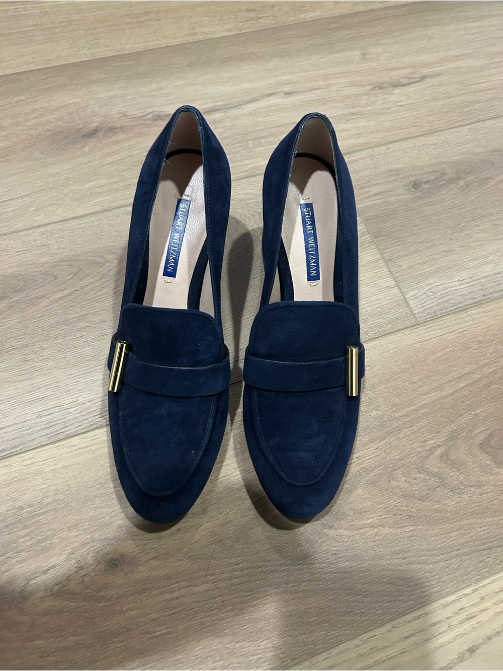 Stuart Weitzman Preston Cylinder 70 Loafer Pump - Navy blue
